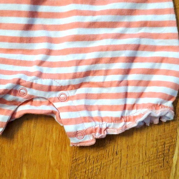 Starting Out Girls Coral Sequin Flamingo Steiped Romper Size 3M - Picture 3 of 5